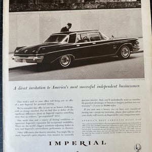 Pubblicità stampata Chrysler Imperial del 1963