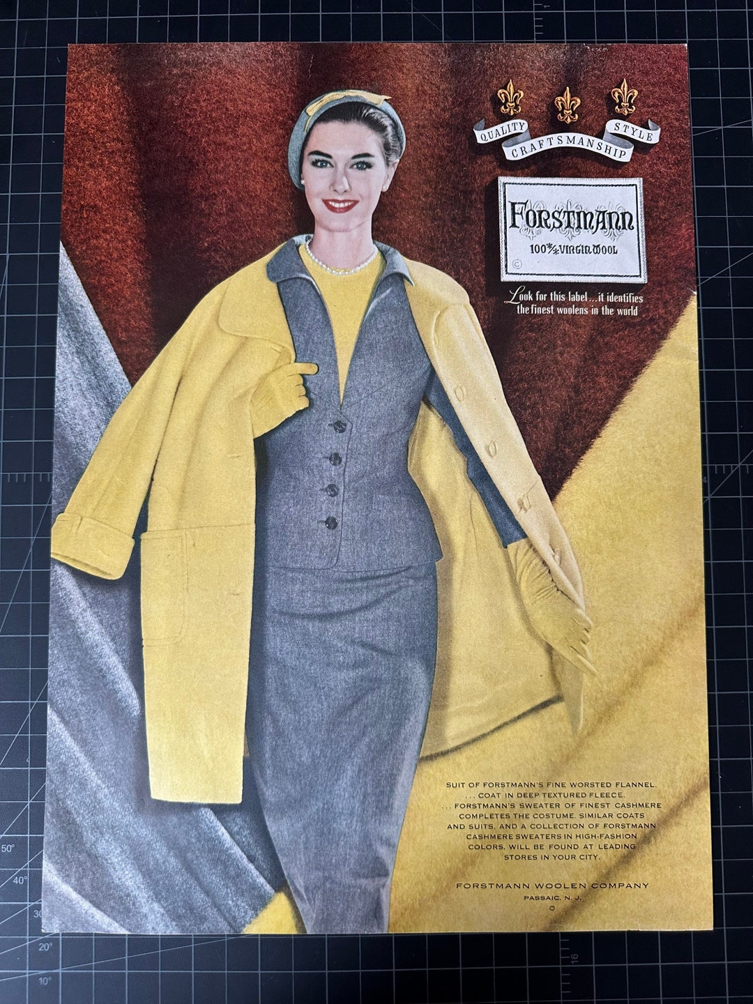 Vintage 1955 Forstmann Wool Print Advertisement - Etsy