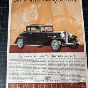 Vintage 1930s Pontiac 6 Print Ad