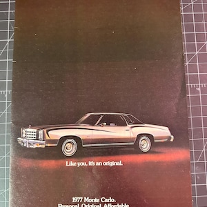 ヴィンテージ 1978 シボレー モンテカルロ 印刷広告