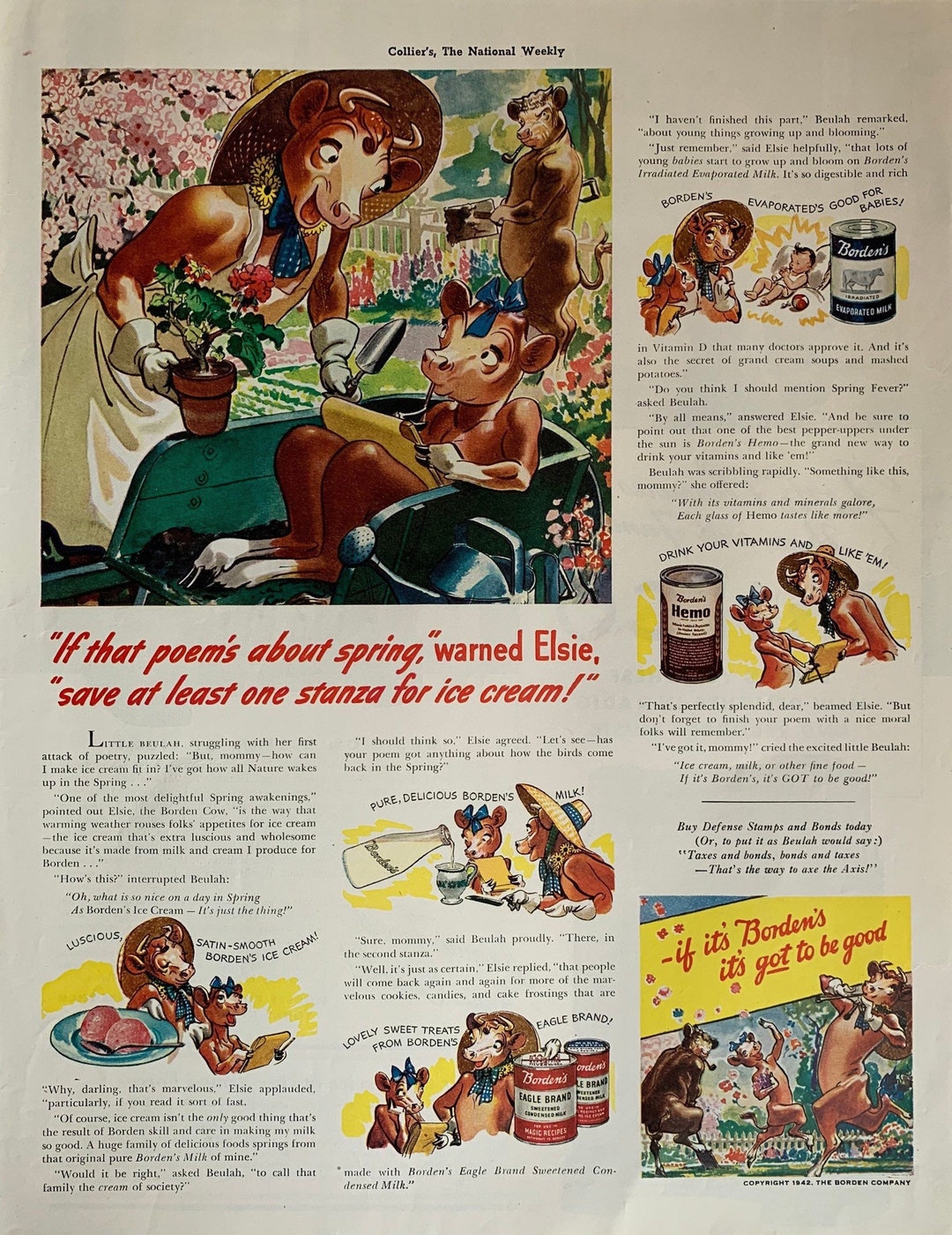 Vintage 1940s Borden’s Condensed Milk Original Print Ad - Etsy
