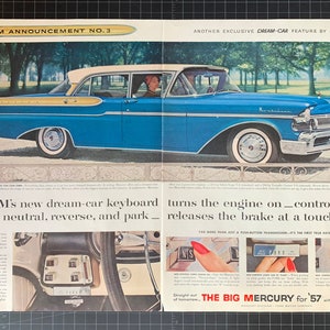 Vintage 1957 mercury 2-page print advertisement