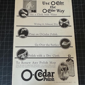 Vintage 1927 O’Cedar Polish Original Advertisement