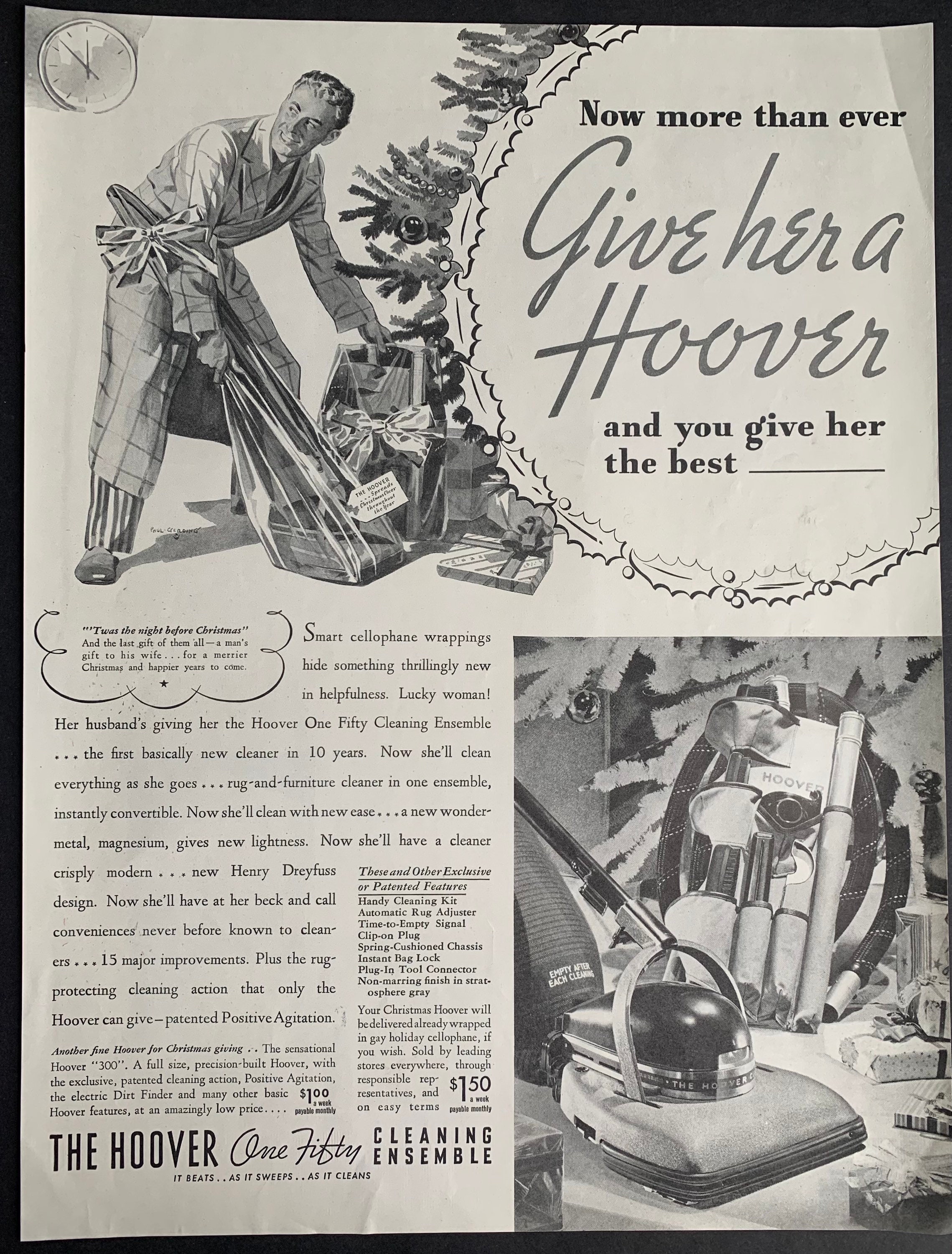 Vintage 1936 Hoover Vacuum Christmas Print Ad image