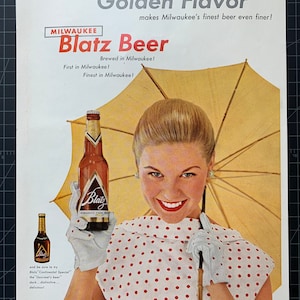 Vintage 1954 blatz beer print advertisement