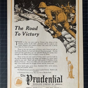 Vintage 1918 the prudential insurance company ww1 print advertisement