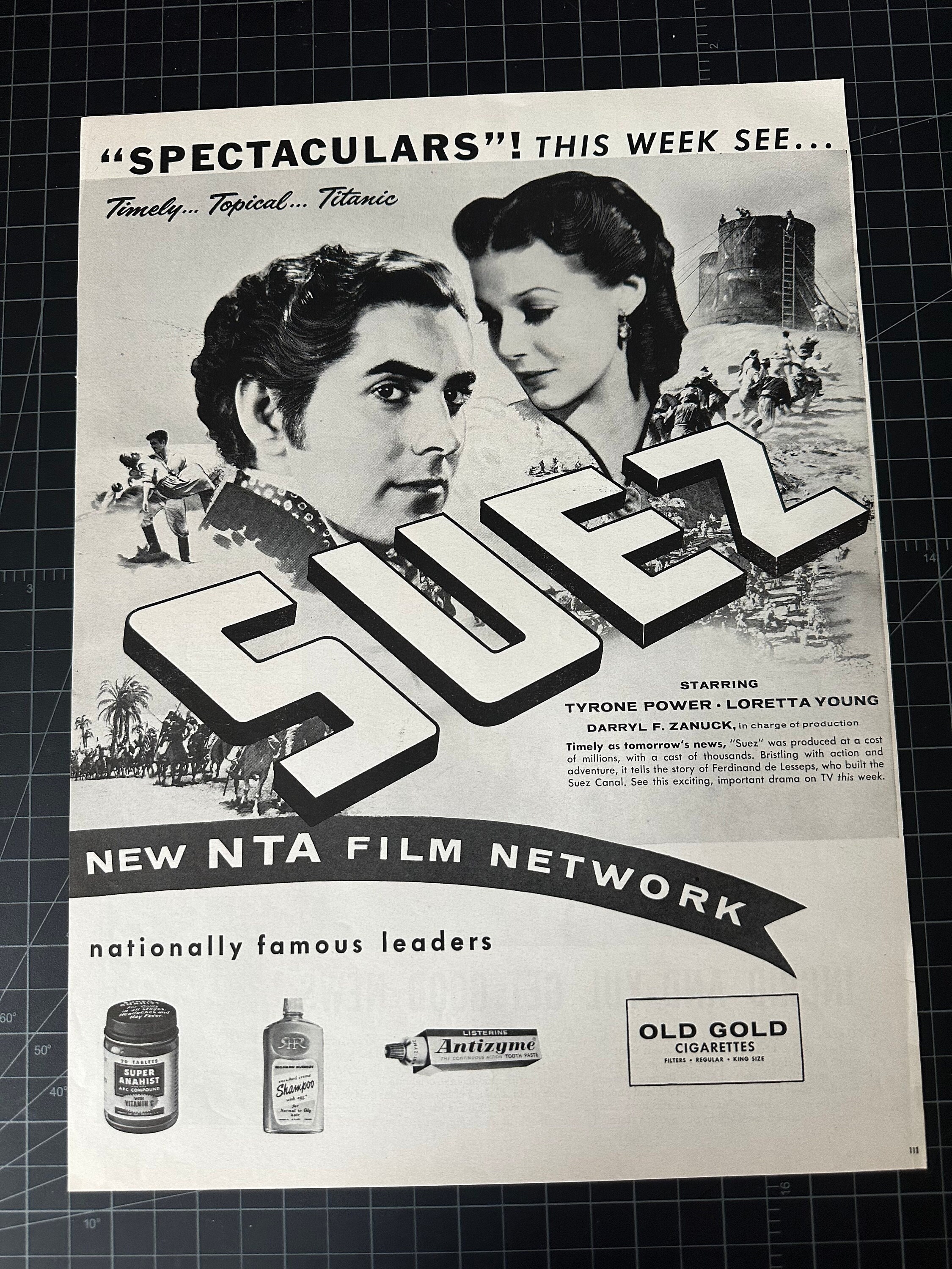 1940年代のヴィンテージ映画「スエズ」のオリジナル雑誌広告