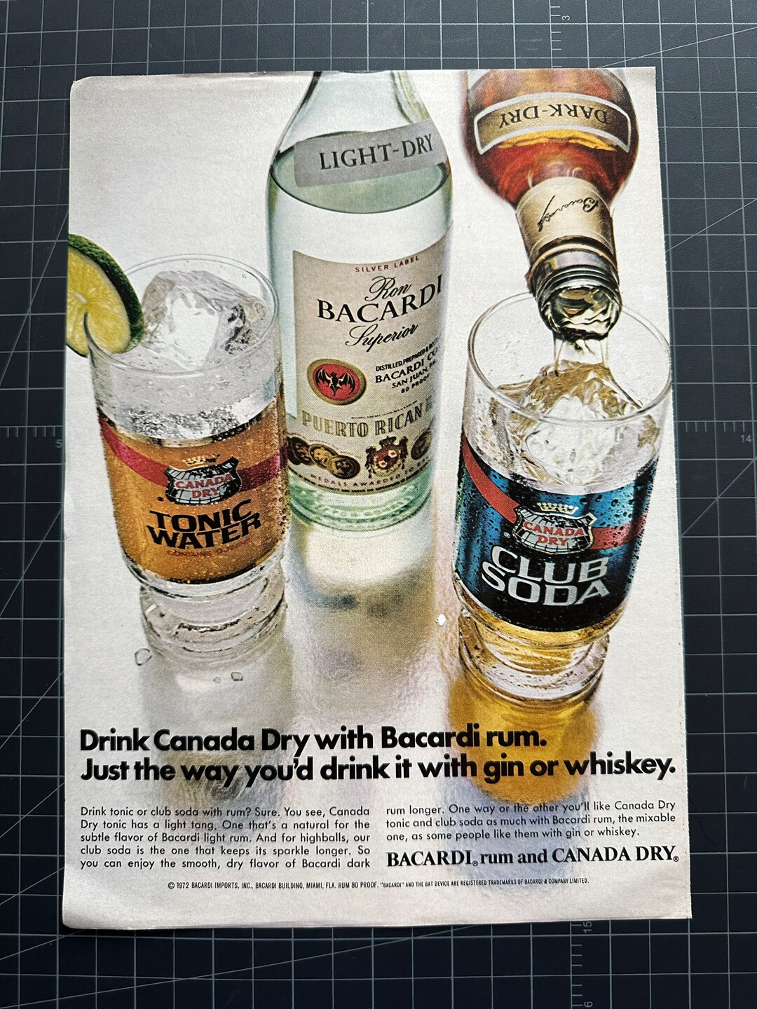 Vintage 1972 Bacardi Rum Print Ad - Etsy
