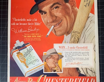 Vintage 1948 Chesterfield Cigarettes Original Print Ad - William Bendix
