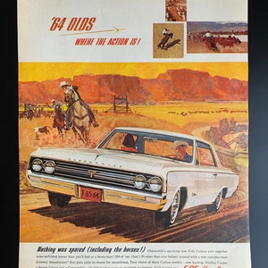 Vintage 1964 oldsmobile f-85 cutlass print advertisement retro gift decor