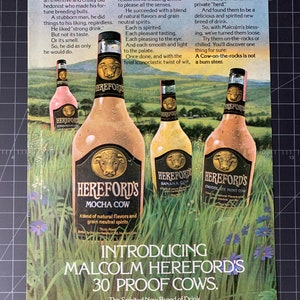 Vintage 1980s Hereford’s Liqueur Print advertisement