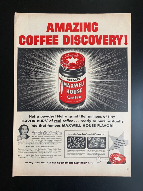 Vintage 1953 Maxwell House Instant Coffee Print Ad Etsy