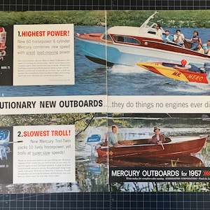 Vintage 1957 mercury motor boats print advertisement