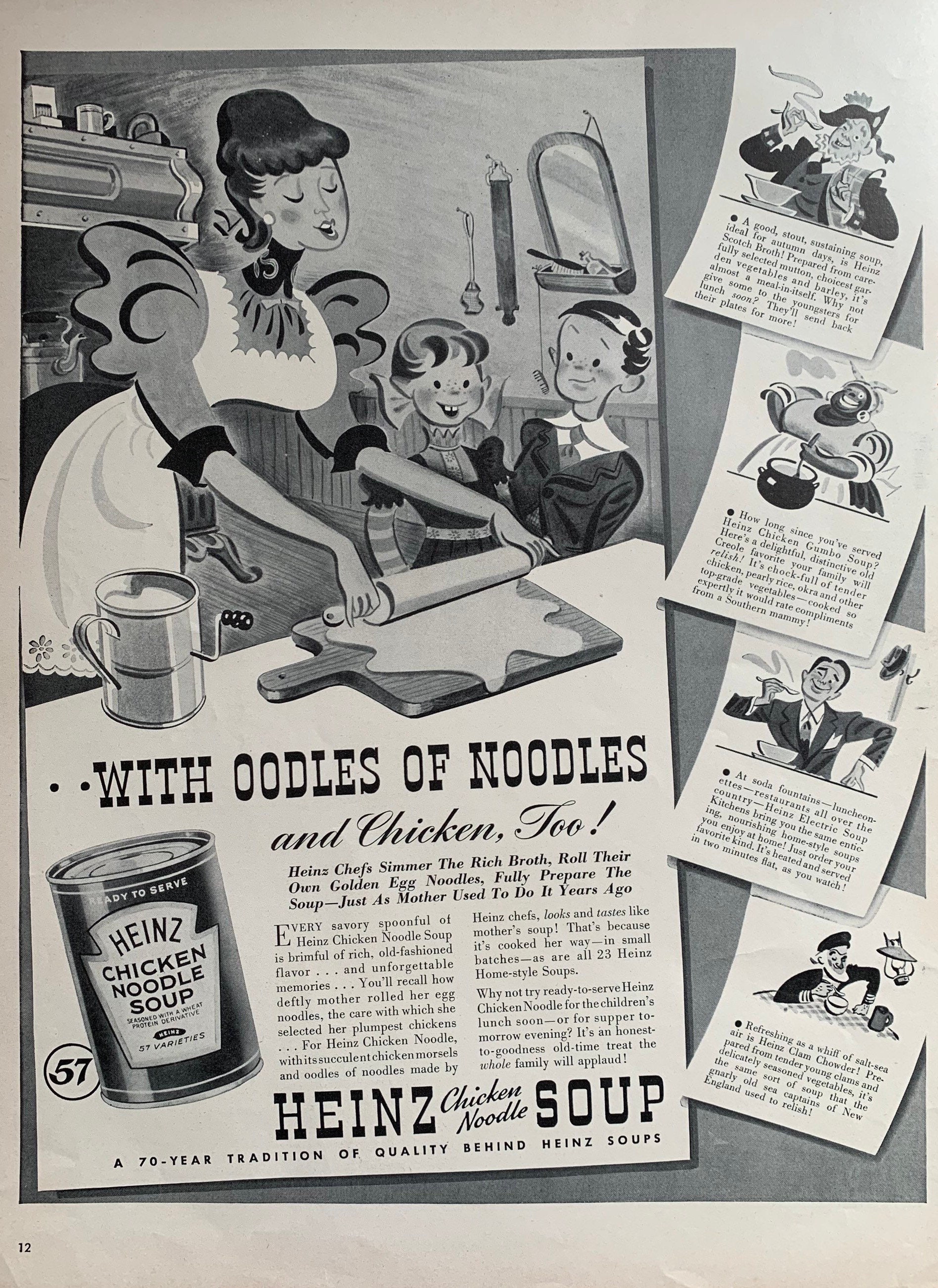 Vintage 1940s Heinz Chicken Noodle Soup Ad Etsy