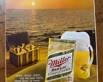 Vintage 1967 Miller High Life Beer Print Ad  – Original Retro Magazine Ad