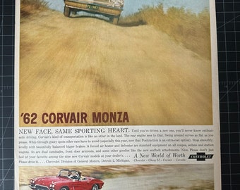 Vintage 1962 chevrolet corvair monza print ad