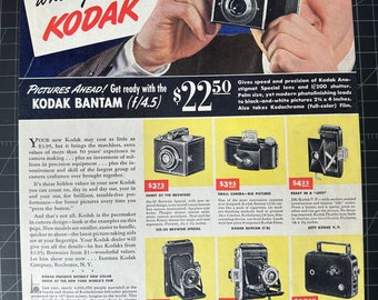 1940 Kodak Bantam Camera Ad – Vintage Photography Print, Antique Kodak Advertisement
