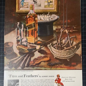 Laminated vintage 1940s johnnie walker whiskey print ad - albert dornevintage