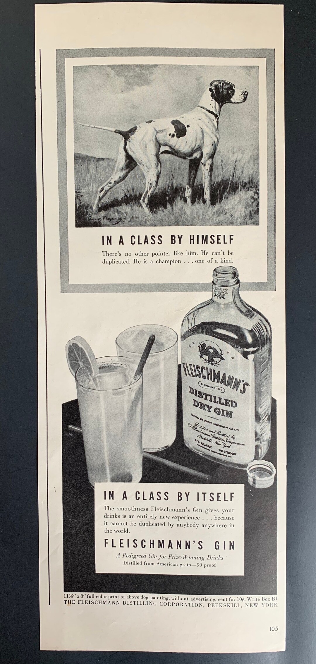 Vintage 1940s Fleischmanns Gin Ad Etsy