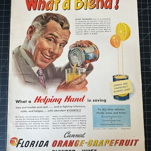 Vintage 1945 Florida Citrus Juice Print advertisement