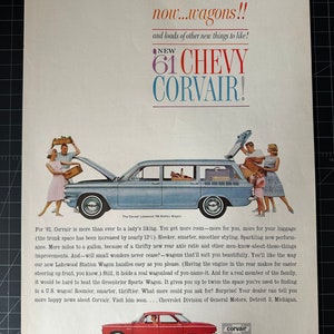 Vintage 1961 Chevrolet Corvair Print advertisement retro gift decor