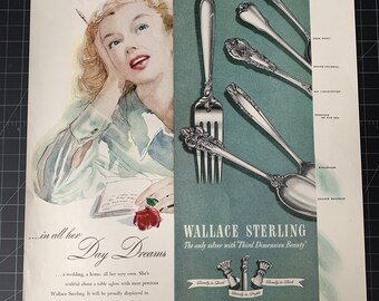 Vintage 1951 wallace sterling silverware print ad