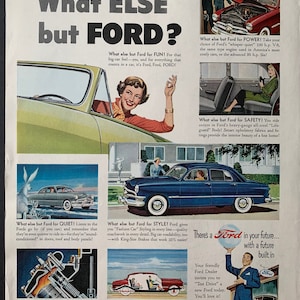 Vintage 1950 ford automobile advertisement