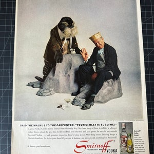 Vintage 1950s Smirnoff Vodka Print advertisement