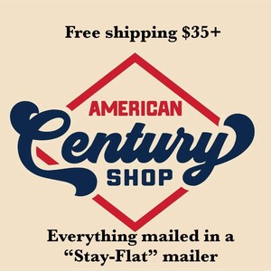 a sign that says american century shop everything mailed in a stay - flat mail