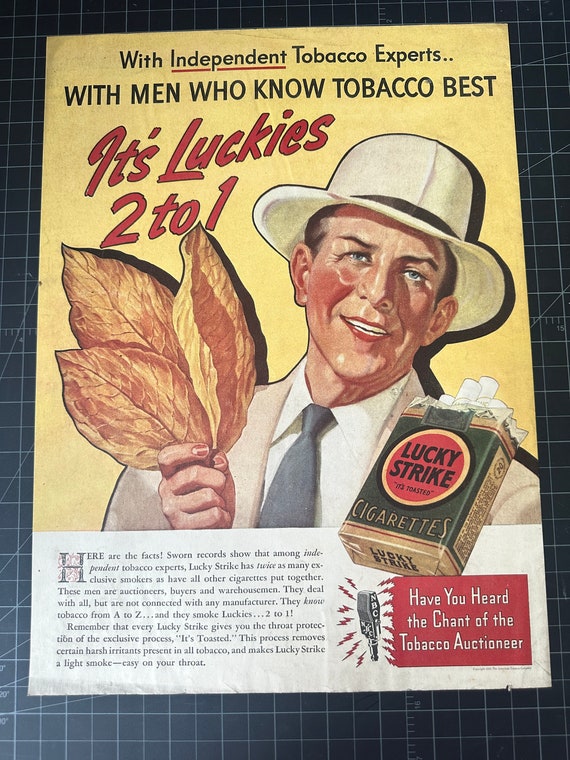 tobacco auctioneer chant Vintage 1938 Lucky Strike Tobacco Original Print Ad
