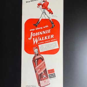 Vintage 1942 johnnie walker whiskey print advertisement