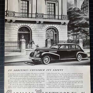Vintage 1938 cadillac fleetwood print advertisement