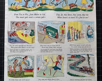 Vintage 1945 Swan Soap Original Advertisement