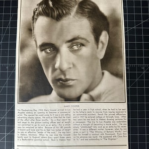 Rare vintage 1930 gary cooper portrait