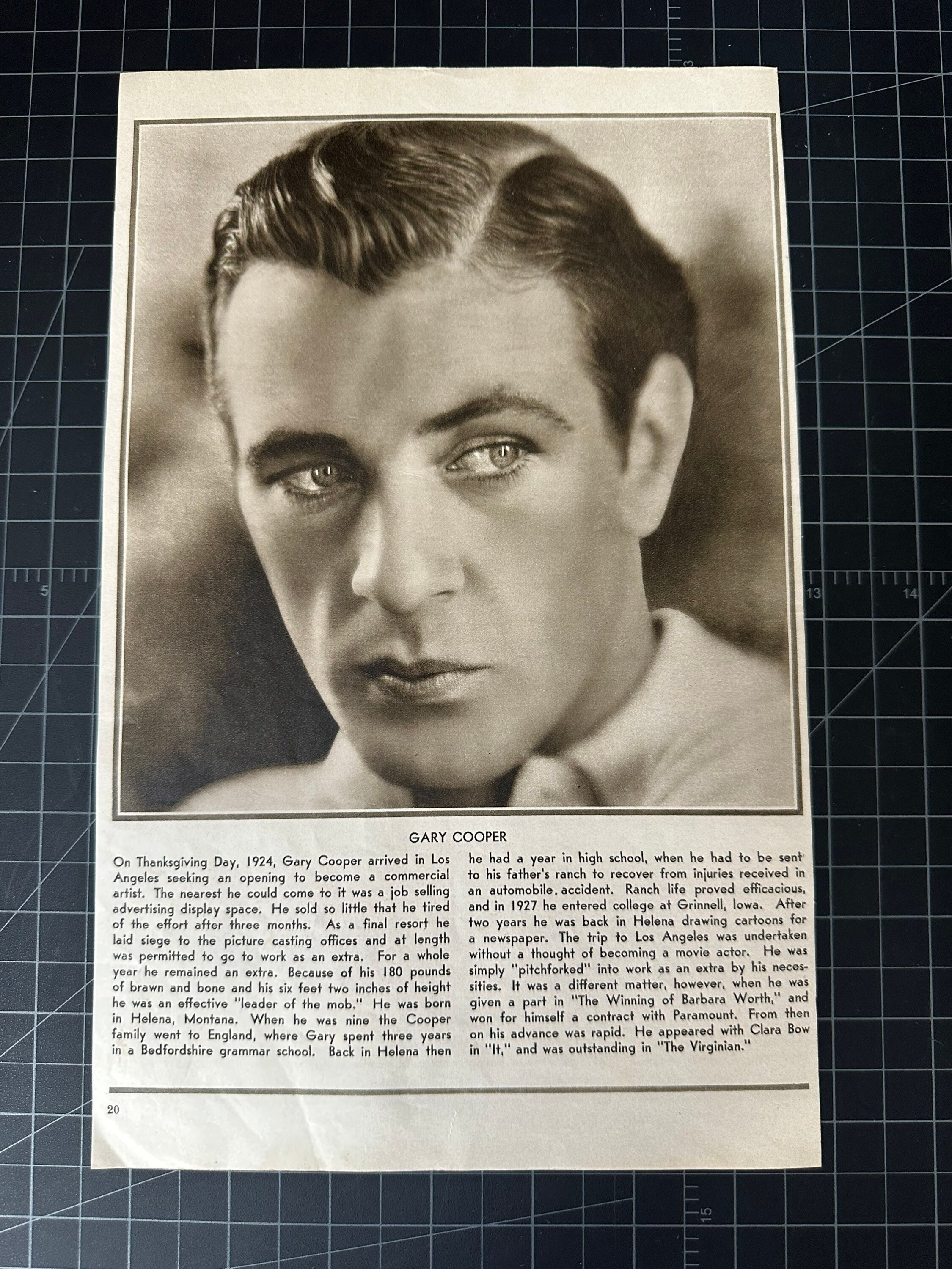 Rare vintage 1930 gary cooper portrait