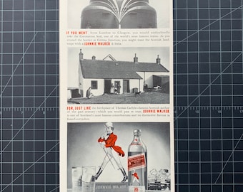 Anuncio original del whisky Johnnie Walker vintage de la década de 1930