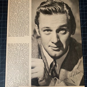 Vintage 1943 william holden sepia magazine portrait & bio - vintage hollywood star