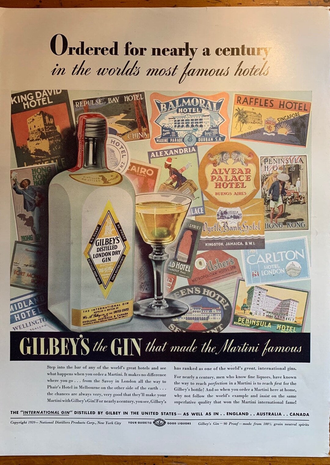 Vintage 1942 Gilbeys Gin Alcohol Ad Etsy