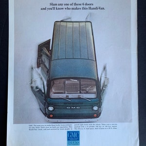 Vintage 1960s gmc van print advertisement
