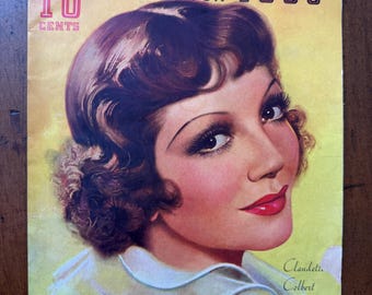 Album vintage per la copertina di una rivista del 1936 - Claudette Colbert - SOLO COPERTINA