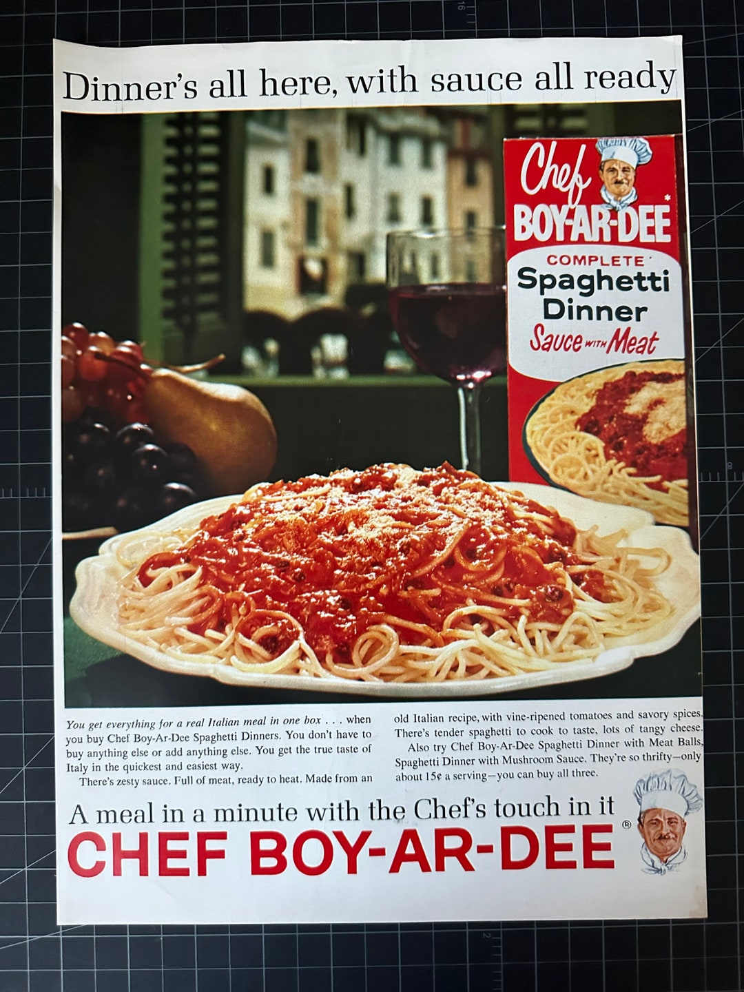 Vintage Print Ad 1960's Chef Boy-Ar-Dee Complete Cheese Pizza Sausage Box  Dinner