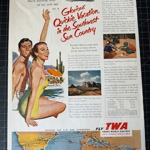 Vintage 1950s TWA Airlines Print advertisement