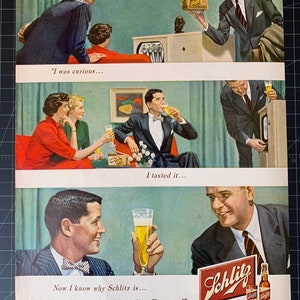 Vintage 1950 schlitz beer print advertisement