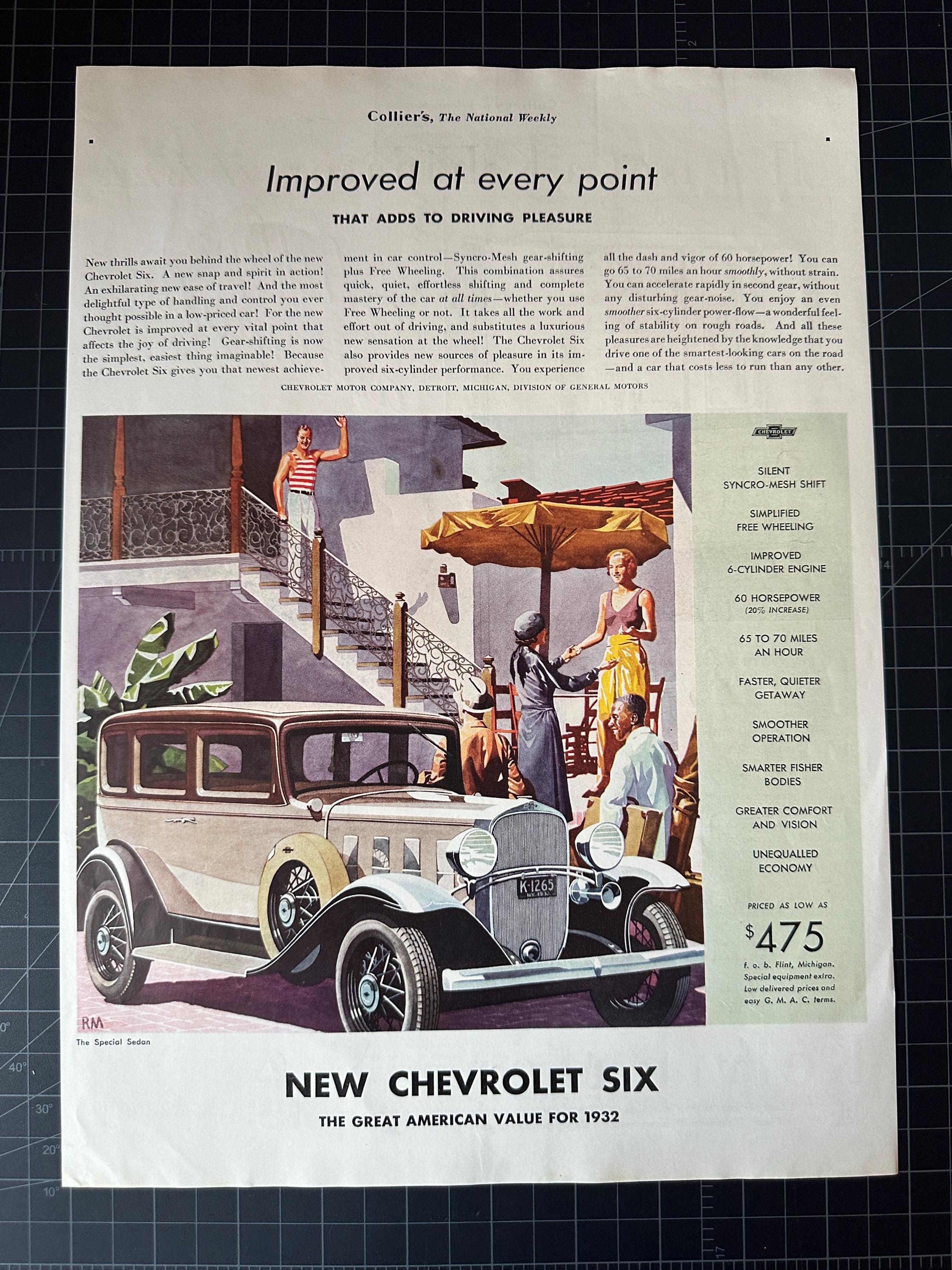 Vintage 1932 Chevrolet Six Print Ad - Etsy