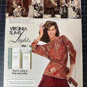Vintage 1980s Virginia Slims Cigarettes Print Ad