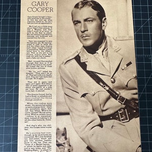 Vintage 1930s gary cooper print advertisement