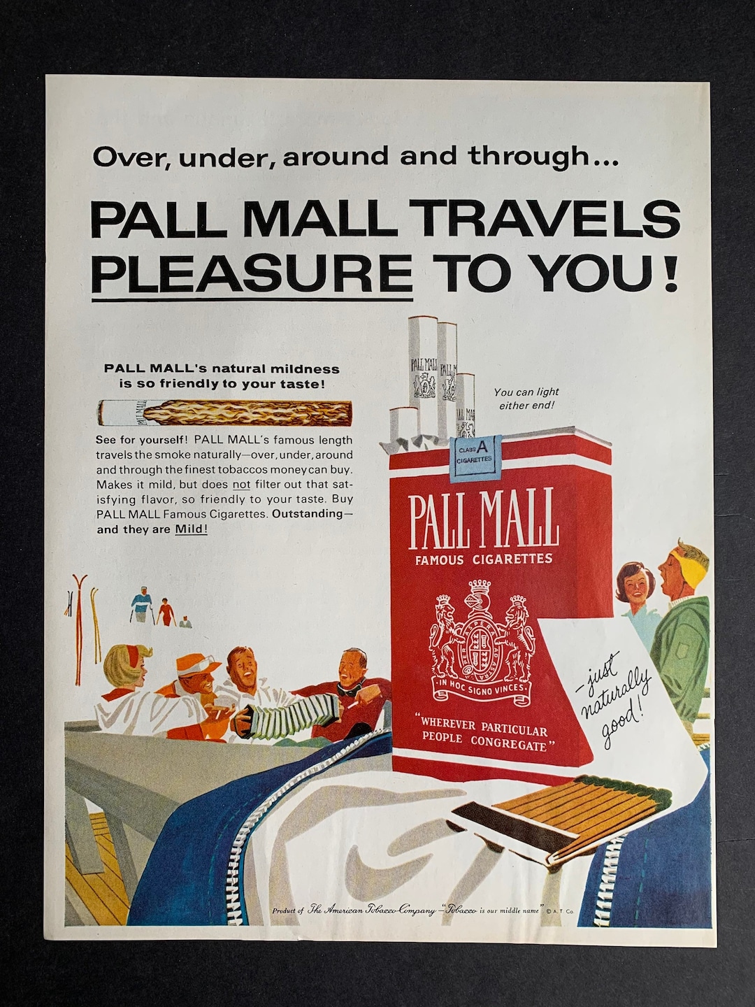Vintage 1963 Pall Mall Cigarettes Original Print Ad