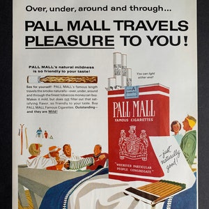 Vintage 1963 pall mall cigarettes print advertisement