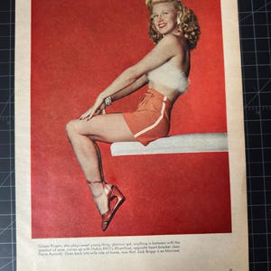 Vintage 1940er Jahre Ginger Rogers Magazin Portrait