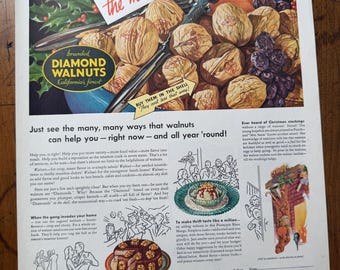 Anuncio impreso original de Diamond Walnuts de 1934